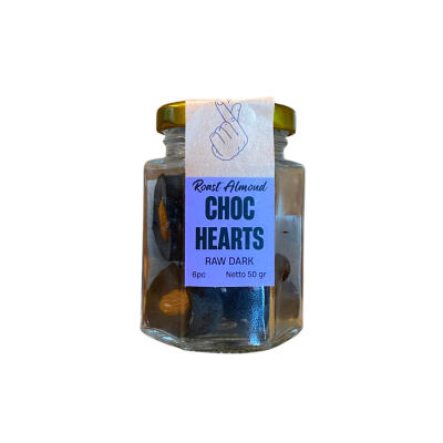 Raw Dark Choc Hearts w' Roast Almonds by Alive