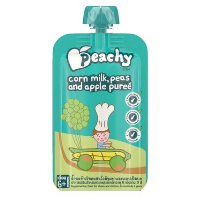 Corn Milk, Peas and Apple Puree by Peachy Baby Food 110gr
