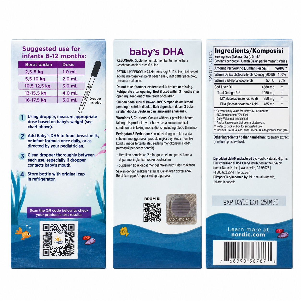 Nordic Naturals, Baby's DHA w Vitamin D3, 1,050mg (60 ml) - Image 2