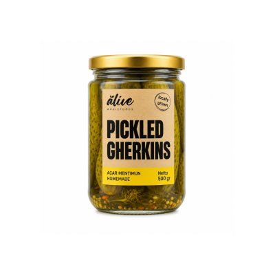 Pickled Gherkins 500ml by Alive