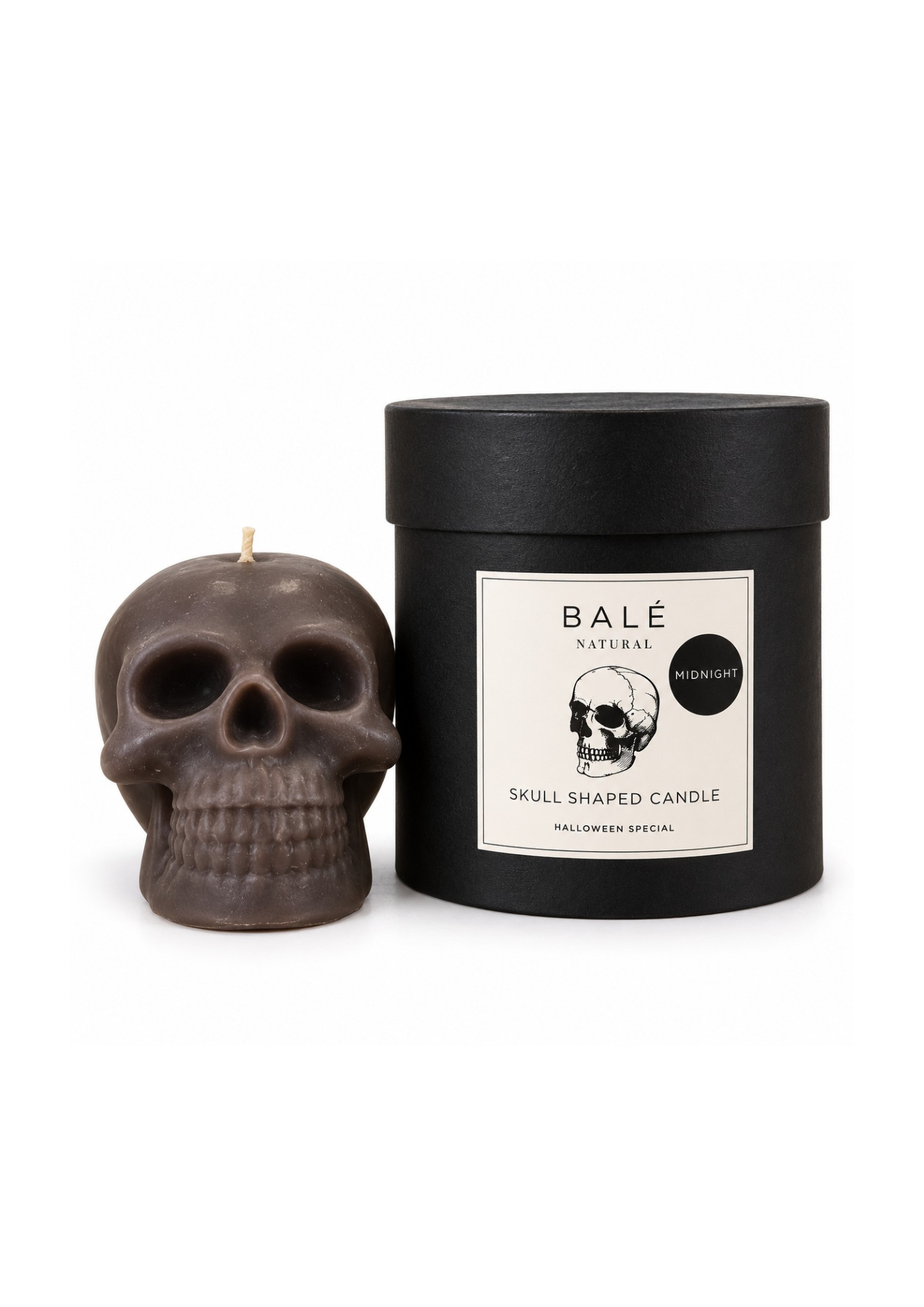 Skull Candle Black by Bale Natural Candle