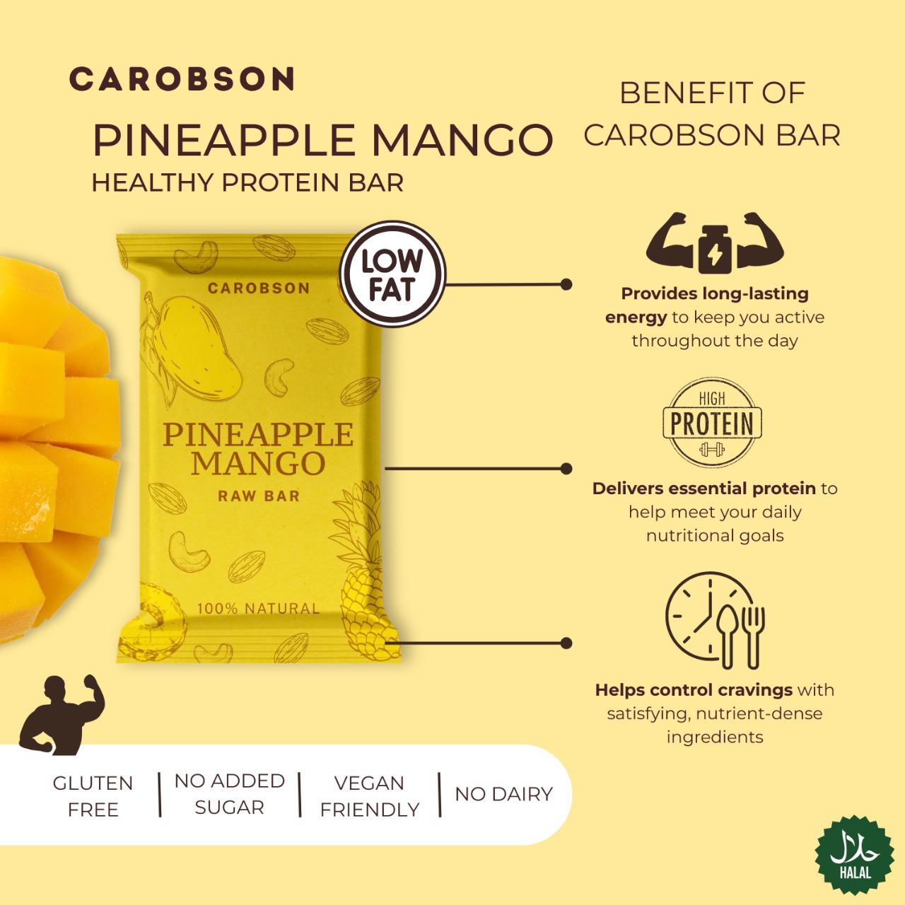 Pineapple Mango Raw Bar by Carobson, 40gr