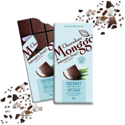 COCONUT DARK CHOCOLATE 58%, 80gr by Chocolate Monggo