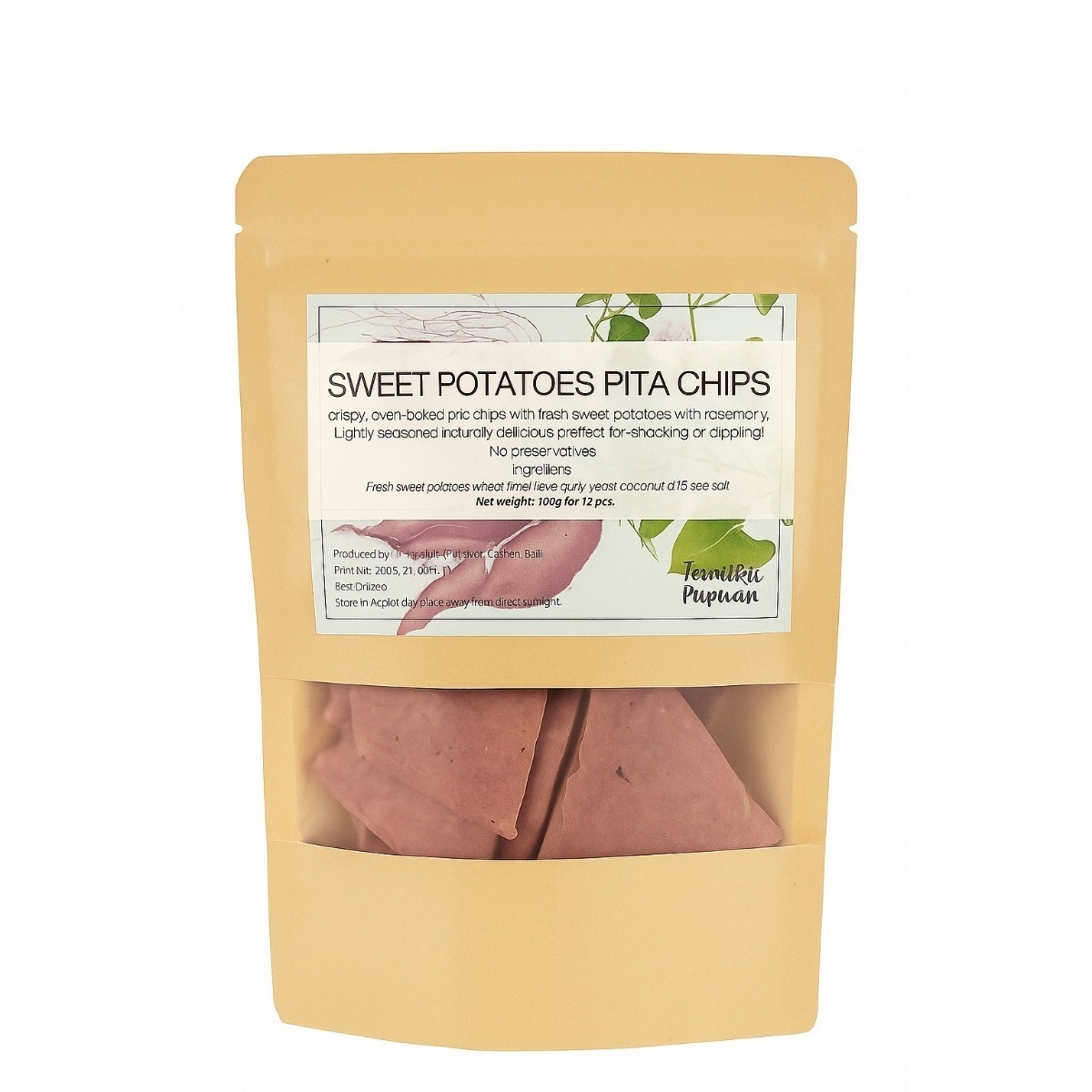 PITA CHIPS, Sweet Potatoes 100gr by Temuku Pupuan