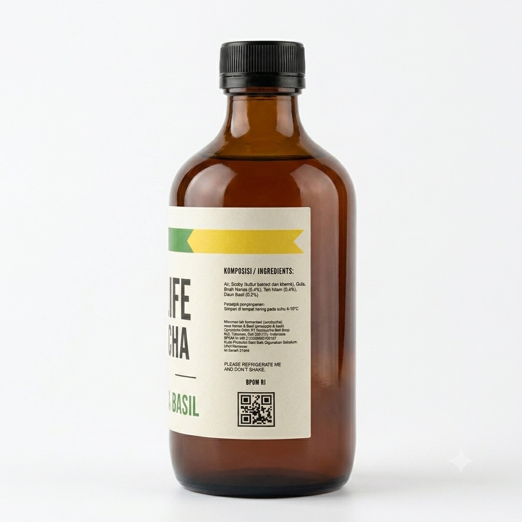 Bali Life Kombucha, Pineapple & Basil 310ml, by Kombucha Bali Grup - Image 2